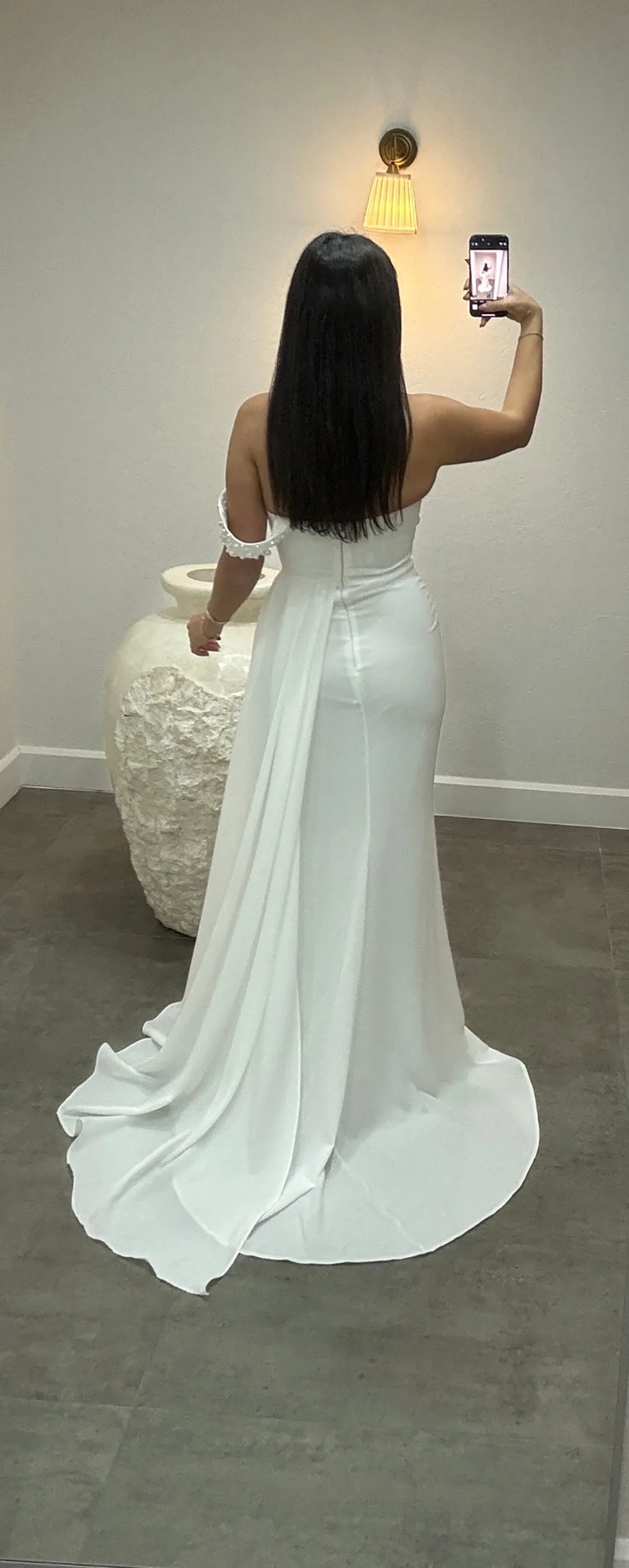 Customized Civil Bride Wedding Dress One Shoulder Pearl Beads Ruched Sheath Bridal Gown Side Draped Elegant Brides Dresses