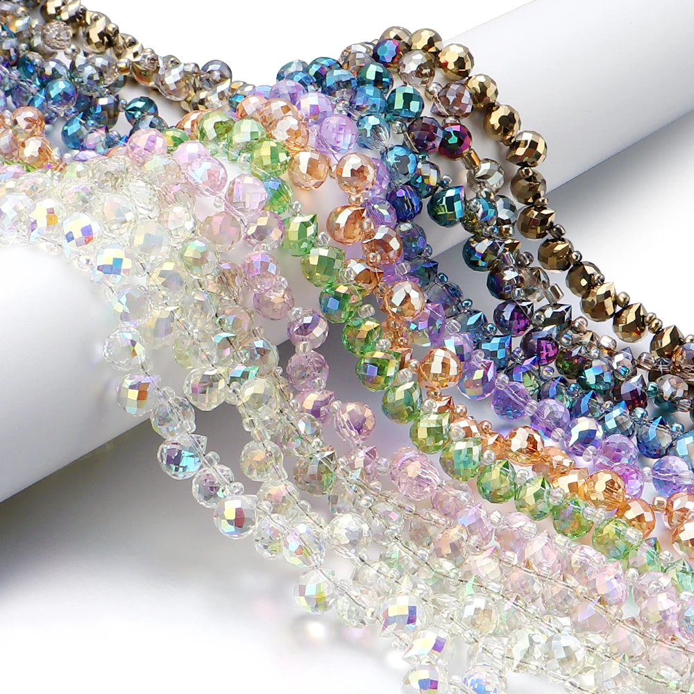 50 teile/los Bunte Kristall Perlen AB Farbe Erdbeere Lose Spacer Facettierte Perle für Schmuck Machen DIY Halskette Ohrringe Armband
