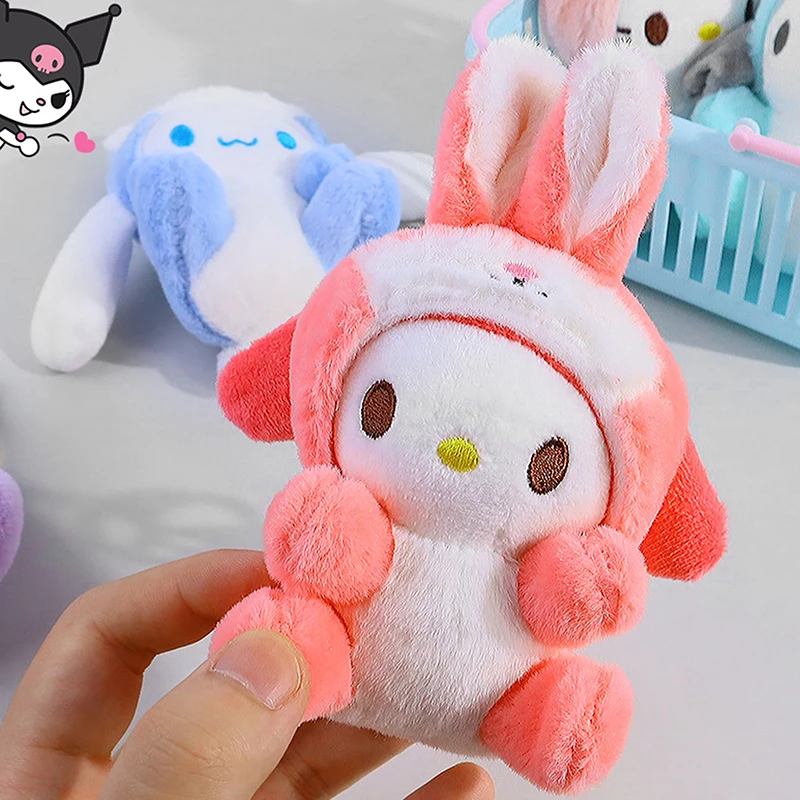 1PC Cute Rabbit Cross Dressing Sanrio Plush Keychain For Children Hello Kitty Pendant Cartoon Backpack Decoration Gifts For Girl image 4