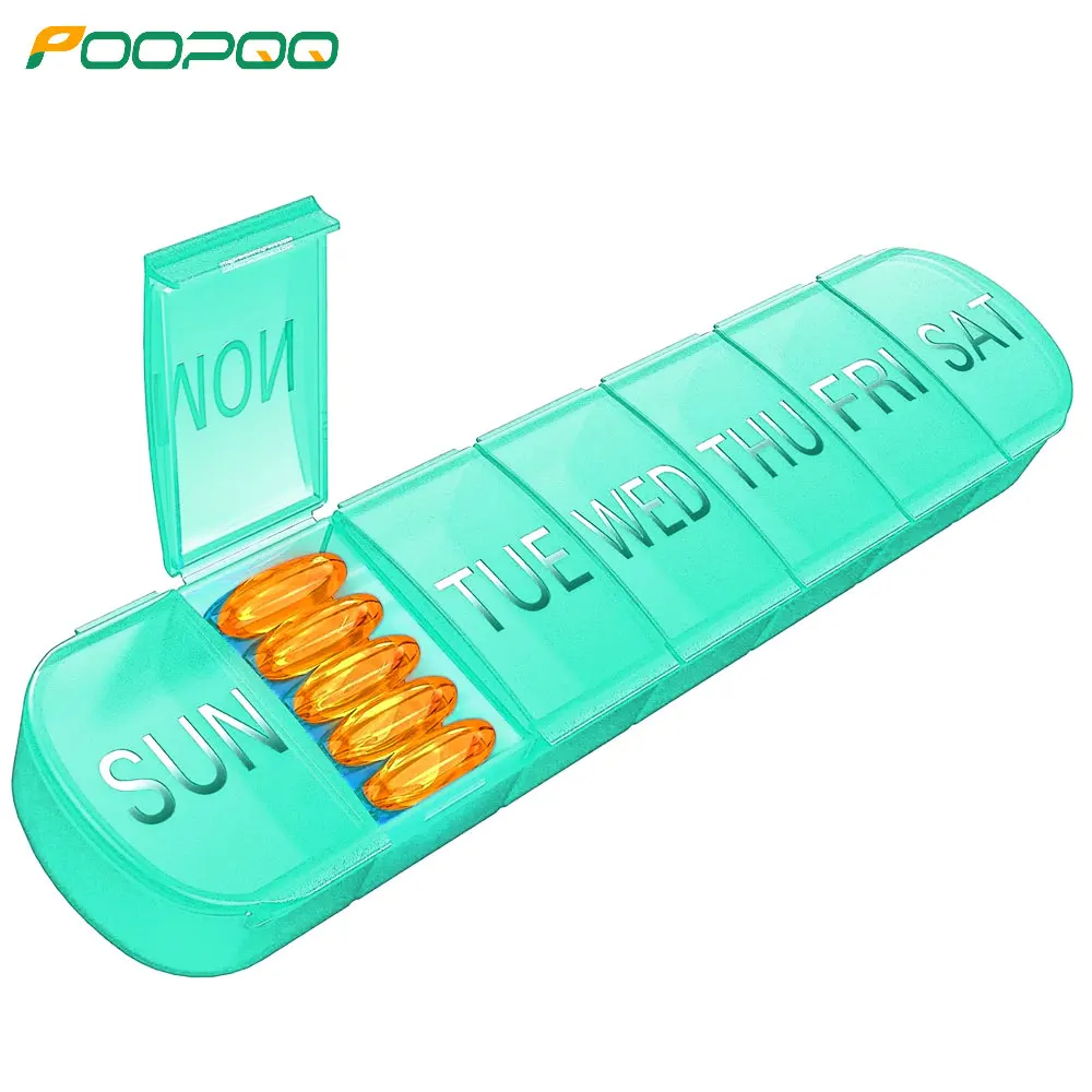 Weekly Pill Organizer, Travel 7 Day Pills Box Case Large Compartment To Hold Vitamins, Cod Liver Oil, Supplements and Medication