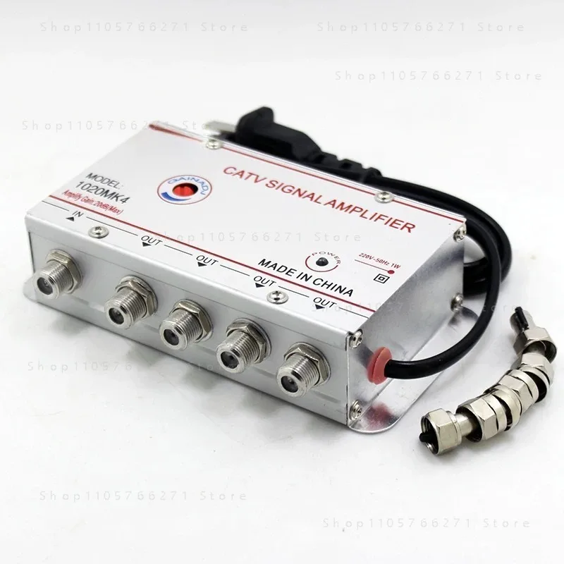Household 4-Way TV Signal Amplifier 30dB  45-860MHz Cable TV Antenna Booster Signal Enhancer