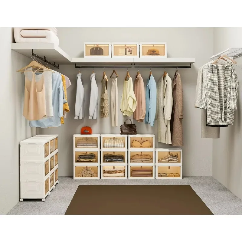 

Closet Organizers and Storage Pack Stackable Storage Bins with Lid Closet Organizer Boxes for Clothes Foldable Storage Box