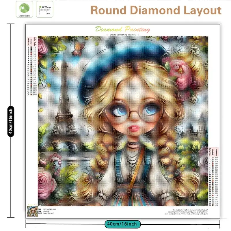 GATYZTORY Diamond Painting Girl Full Square Round Eiffel Tower Picture Embroidery Portrait Mosaic Rhinestones Handmade Hobby