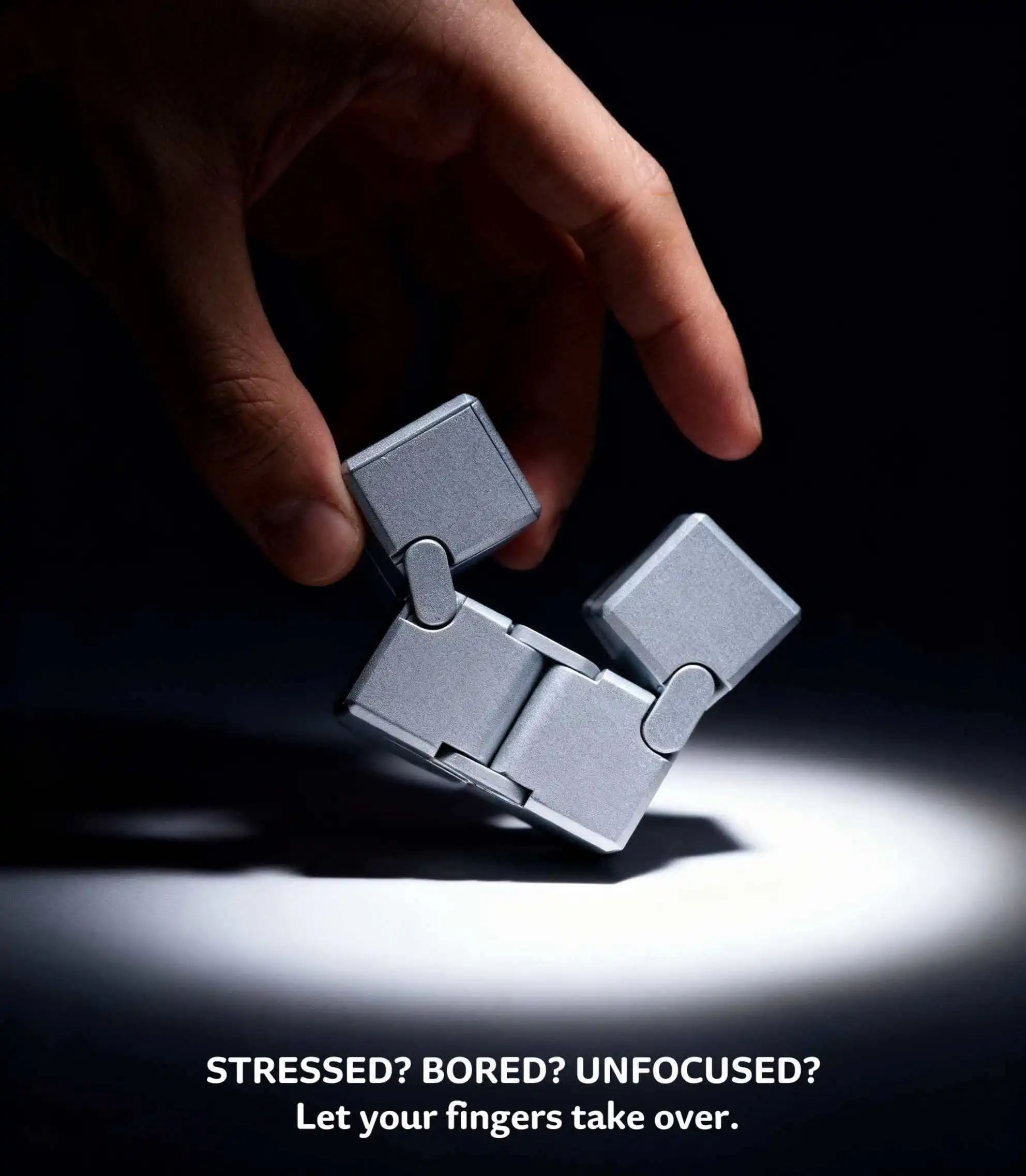 

Alloy Infinity Cube Fidget Toy, Metal Foldable Stress Relief Desk Gadget, Anti-Anxiety Finger Flip for Adults