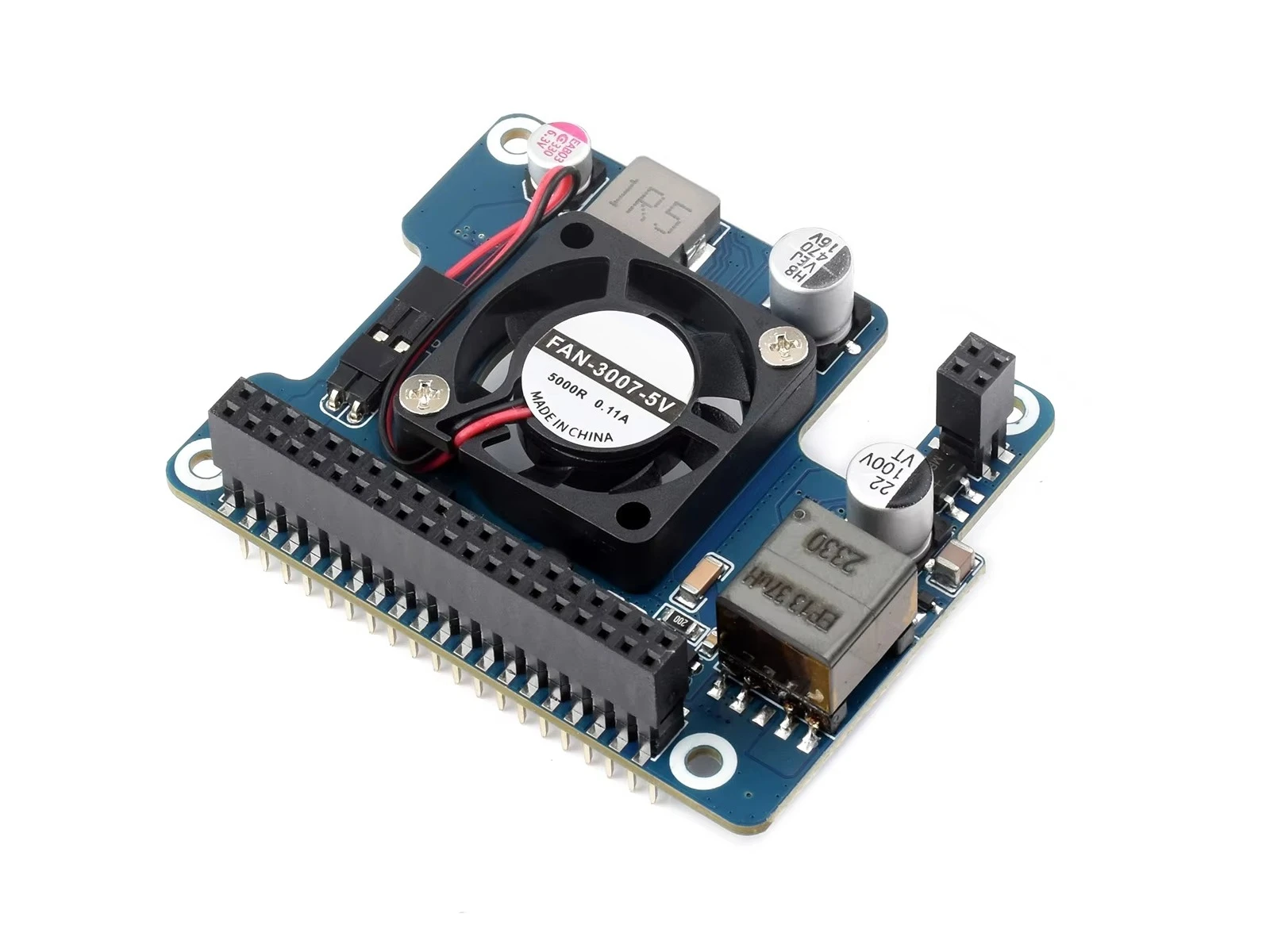 Waveshare PoE HAT (F) For Raspberry Pi 5 / CM 5, PoE / PoE+ Capability, IEEE 802.3af/at-compliant, Cooling Fan