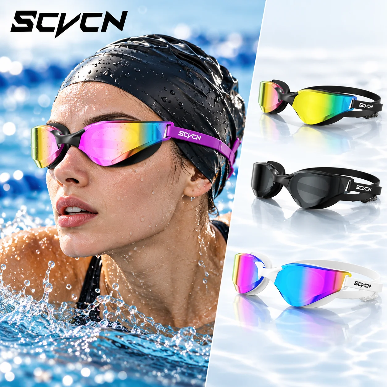 Swim Goggles Anti Fog Uv - SCVCN Kadın Yüzme Gözlüğü, Yeni Model,