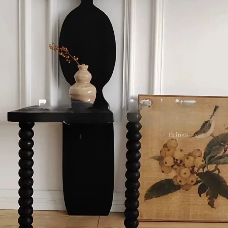 Retro solid wood black special-shaped dining chair