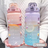 2L Large Capacity Drinking Bottle Outdoor Sports Water Bottle Car Water Cup Portable Sports Fitness Gradient Color Hydro Flask