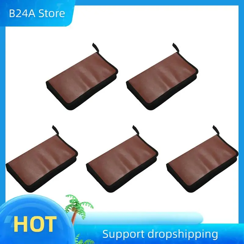 

B24A 5X 80-Discs Portable Leather Storage Bag Zippered Storage Case For CD DVD Hard Disk Album - Brown