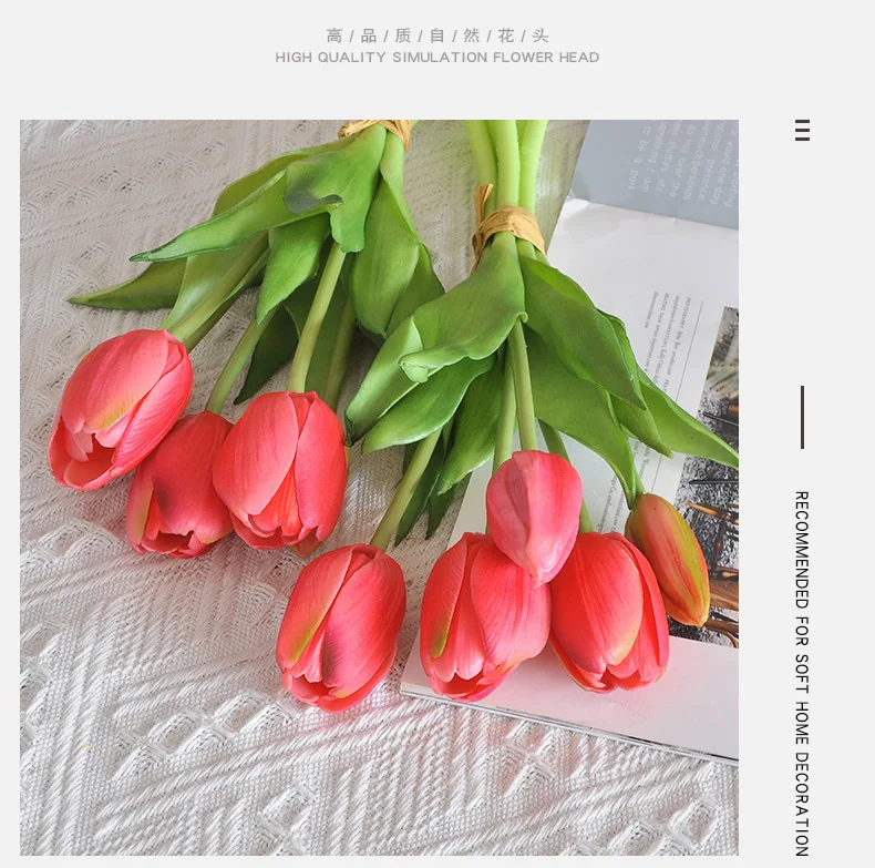 5 Stück/Blumenstrauß Mini neue Silikon-Tulpe 25 cm künstliche Blume Real Touch gefälschter Pflanzenstrauß für Hochzeitsdekoration Home Garen – Detail 14