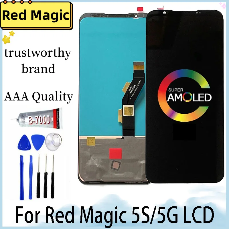 

100% Test Amoled 6.65" For ZTE Nubia Red Magic 5 5g LCD Display Touch Screen Digitizer For Nubia RedMagic 5s NX659J LCD Display