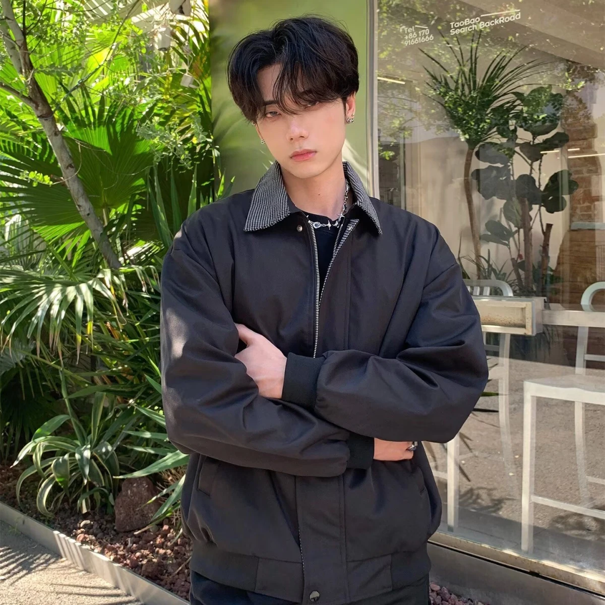 

Весенне-осенний свободный мужской тюнет в стиле хип-хоп, модная верхняя одежда в стиле Харадзюку, длинная куртка-стойка из полиэстера