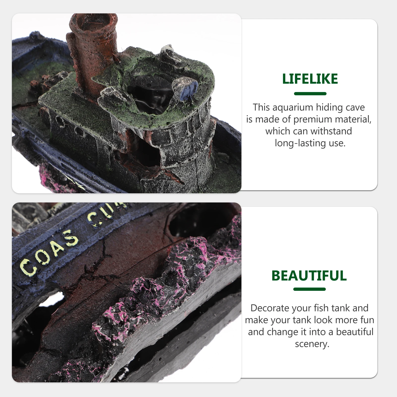 

Shipwreck Shape Aquarium Decoration Fish Tank Cave Hiding Shelter For Turtle Tank Sand Table Pond Garden Decor Pet