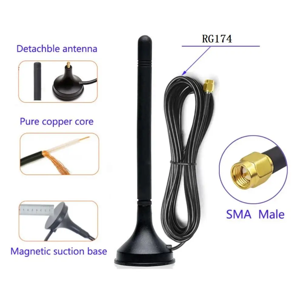 Professional RG174 4G LTE Antenna LTE/GSM/NB SMA Male WiFi Antenna 600-2700MHz Detachable External Antenna Outdoor