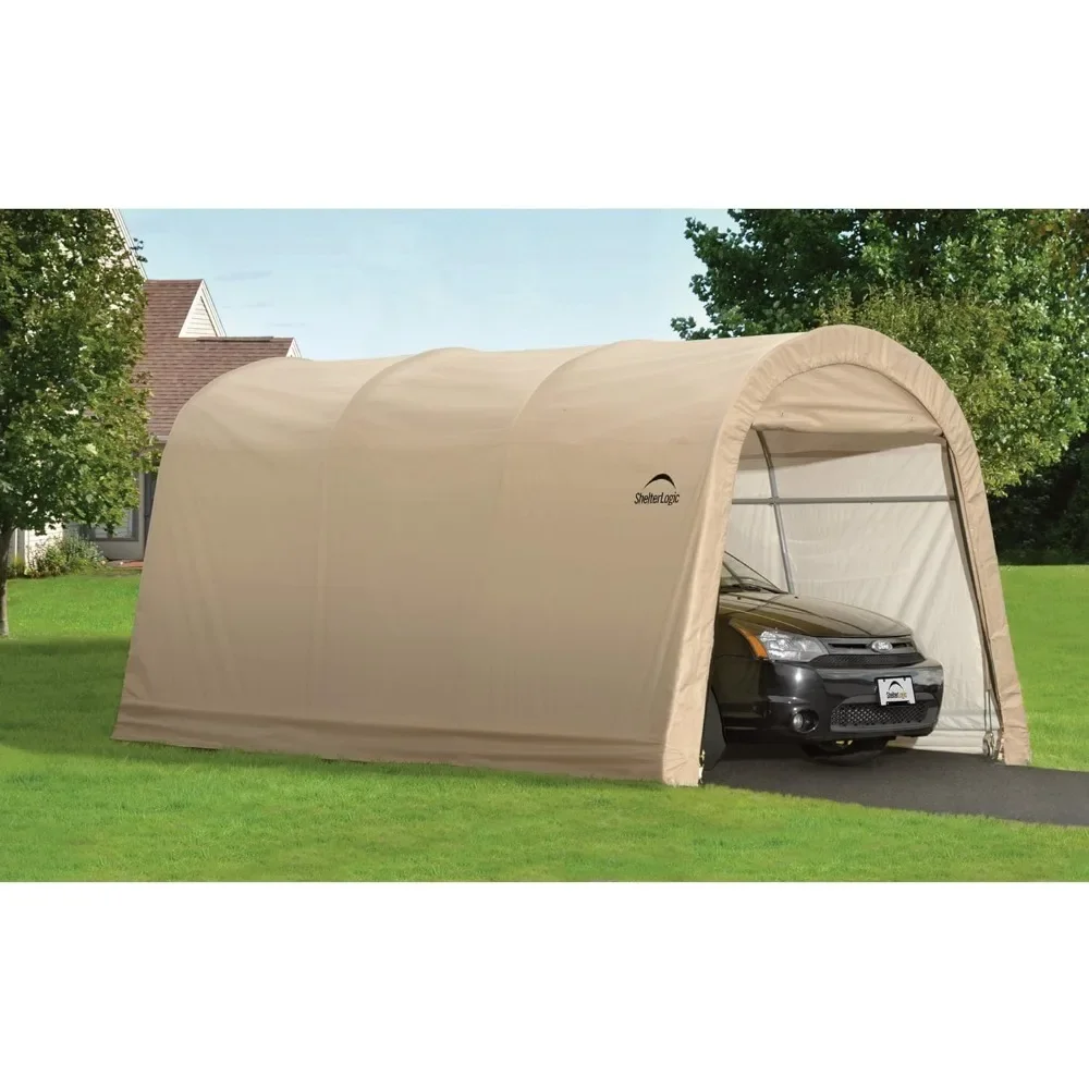 

10' x 15' x 8' All-Steel Metal Frame Round Style Roof Instant Garage and AutoShelter with Waterproof and UV-Treated