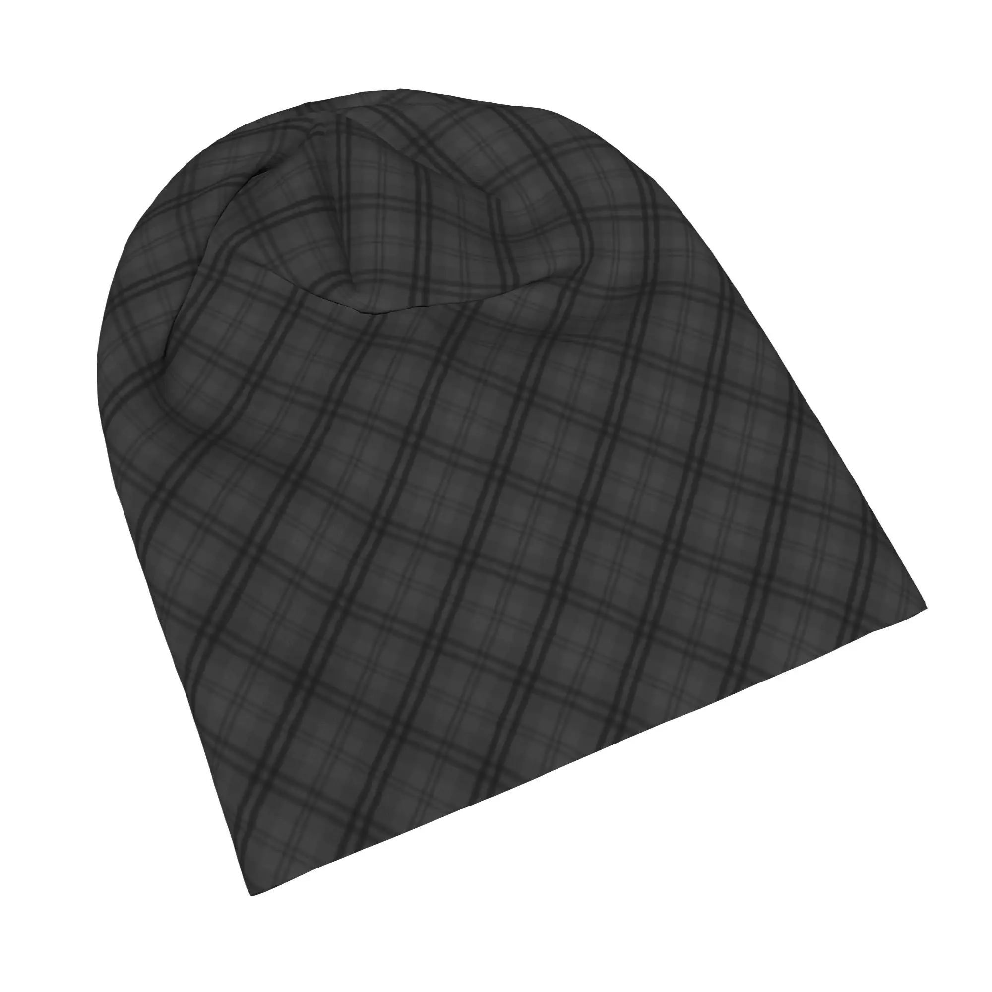Grey and Black Halloween Tartan Bonnet Hat Hip Hop Street Stripes Pattern Skullies Beanies Hat Unisex Warm Head Wrap Caps