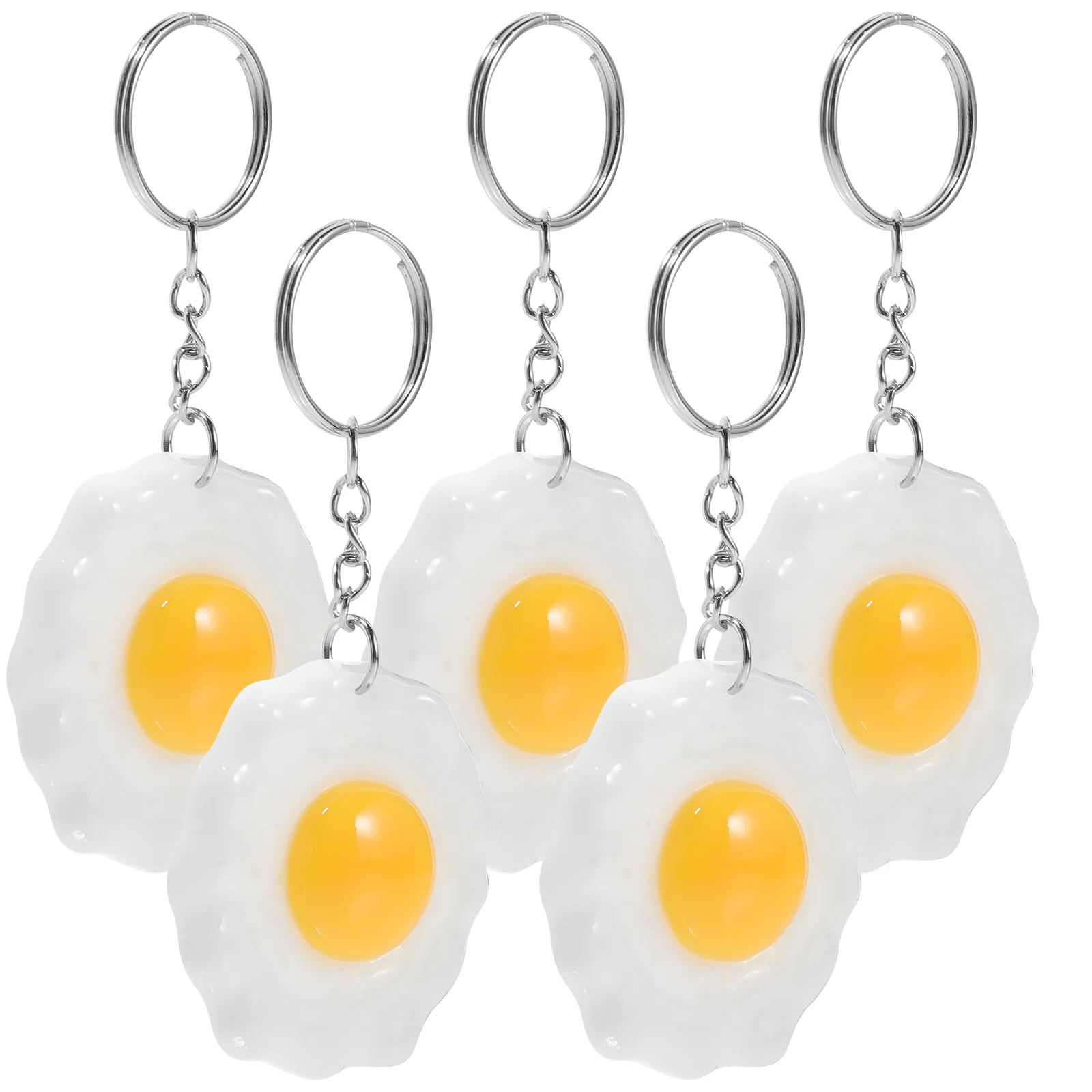 5 Pcs Fried Egg Keychain Sunglass Organizer Bag Charm Boiled Eggs to Decorate Gift Pendant