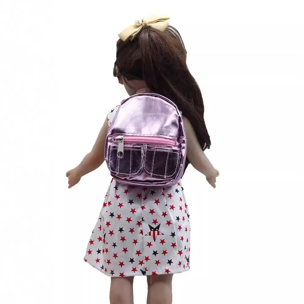 Dollhouse Decor Pink Silver Backpack PU Glitter Girl Schoolbag 18inches Backpack DIY Kawaii Mini Knapsack Gifts
