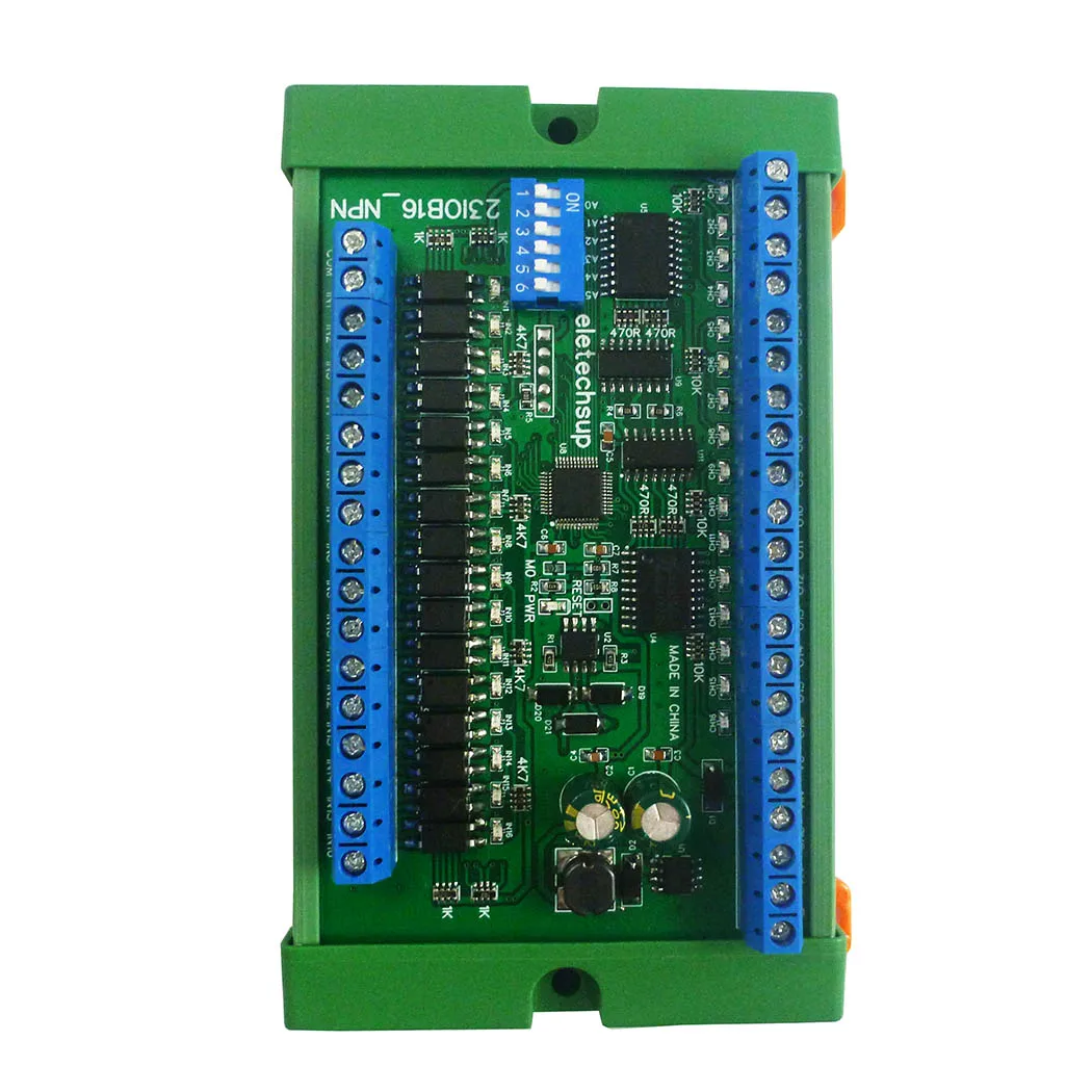 

DC12V 24V 16CH NPN Optically Isolated Input & 300MA Solid State Relay Output RS485 PLC IO Expansion Board