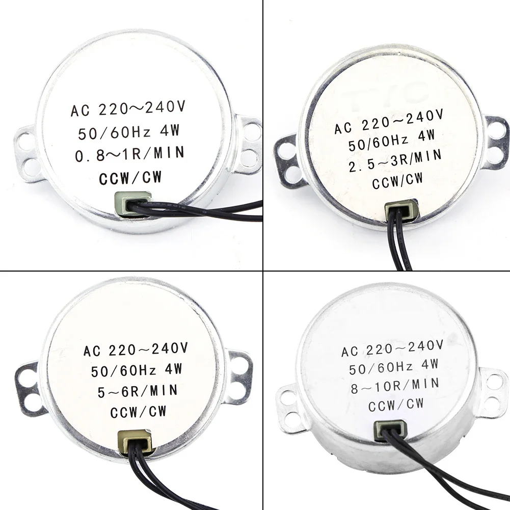 1pc AC 220-240V Synchronous Motor Electric Geared Rotary Motor 4W CW/CCW 0.8-1RPM 2.5-3RPM 5-6RPM 8-10RPM