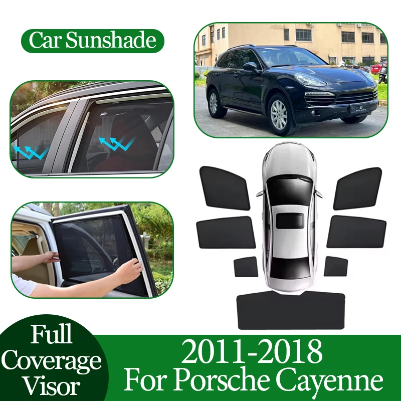 

Автомобильный сетчатый солнцезащитный козырек для Porsche Cayenne 92A E2 MK2 2011 ~ 2018, автозапчасти, солнцезащитный крем, защита конфиденциальности, магнитное покрытие, солнцезащитный козырек