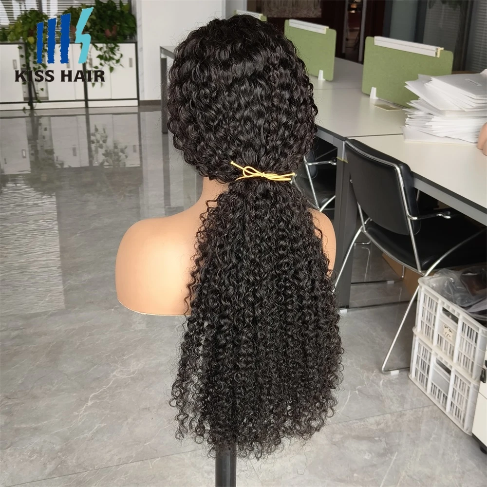 300% Jerry Curly 13*4 Lace Frontal Wigs Glueless Human Hair Wigs Easy Wear Full Head Thick Indian Human Hair Extensions KissHair