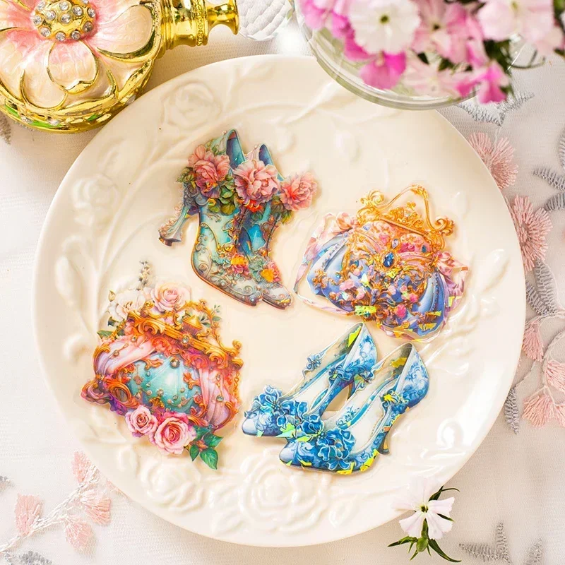 20Sheets Stickers Princess Diary Light Collage Decorative Material Sticker Handbook Supplies Scrapbook Cut 128*85MM