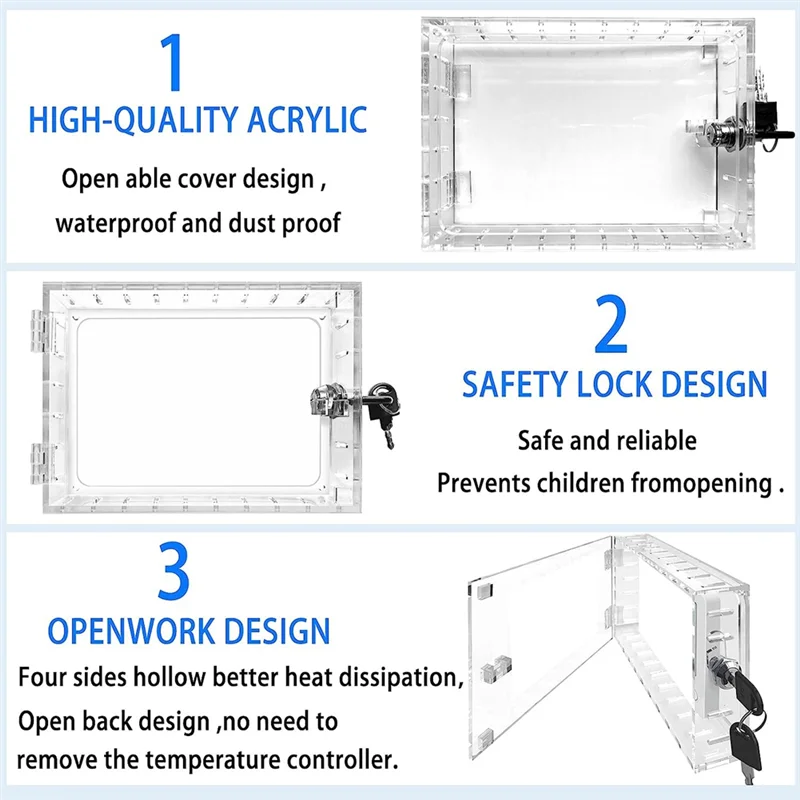 Universal Thermostat Lock Box with Key,Clear Thermostat Guard for Thermostat on Wall.5 inch Hx4.72 inch Wx1.65 inch D