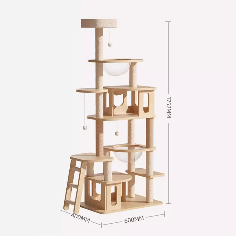 Imagem -03 - Tudo Sólida Madeira Gato Escalada Quadro Jogo Arranhando Post Plataforma Gato Ninho Árvore Torre Módulo Espaço Sofá Kitty Pet Toy Produtos