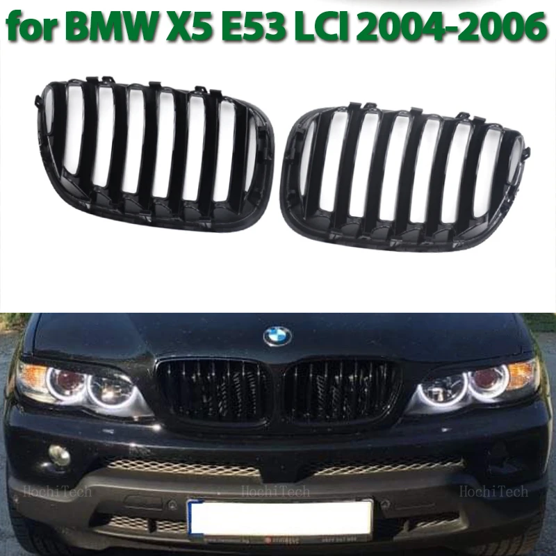 Black Car Front Bumper Grilles Kidney Racing Grill For BMW X5 E53 LCI 2004 2005 2006 Replacement Grille