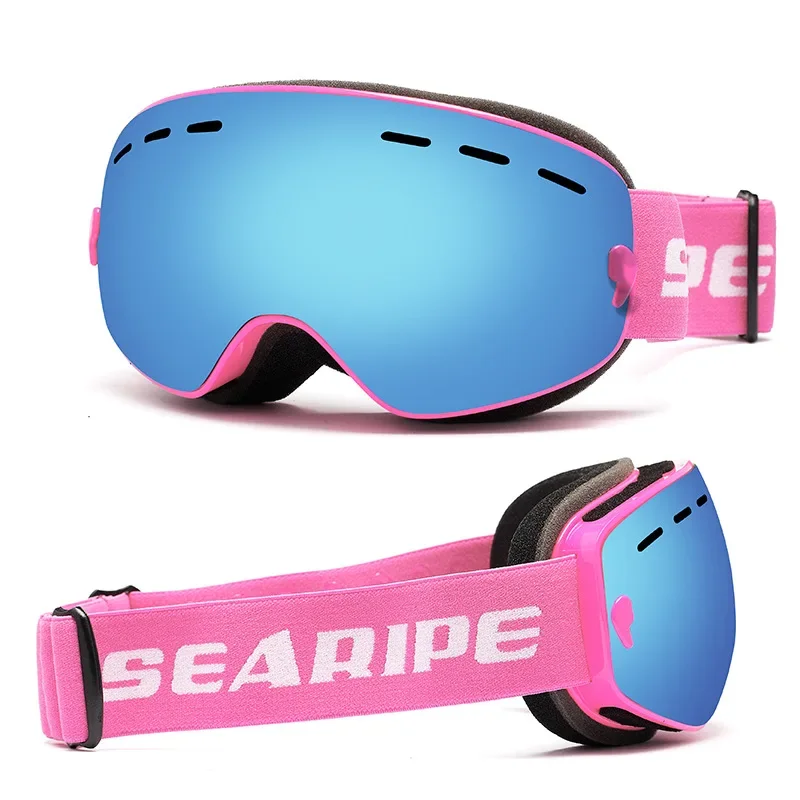 2025 Winter Solid New Snow Skiing Goggles Sports Windproof Girl Anti Fog TPU Ski Eyewear Polycarbonate Children Outdoor Eyewear