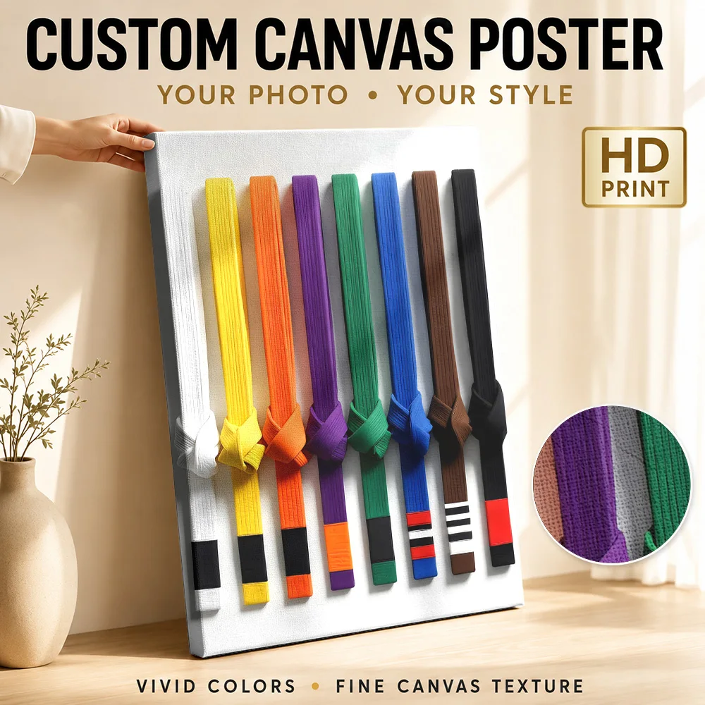 Martial Arts Belts Canvas Poster Custom Photo Japanese Ink Wall Paintings Decoration for Studio Collectible Ready to Hang Gift