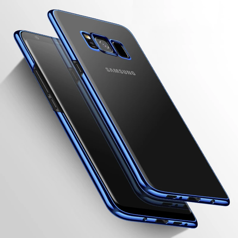 Luxury Silicone Plated Soft Case For Samsung Galaxy S8 S9 S10 Note 9 10 Plus 20 Ultra Clear Plating Cover