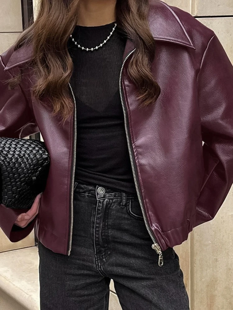 

Locomotive Leather Jacket 2025 Europe America Autumn Winter New Loose Coat Fashion Cross-border Leather Jacket New Women's Coat