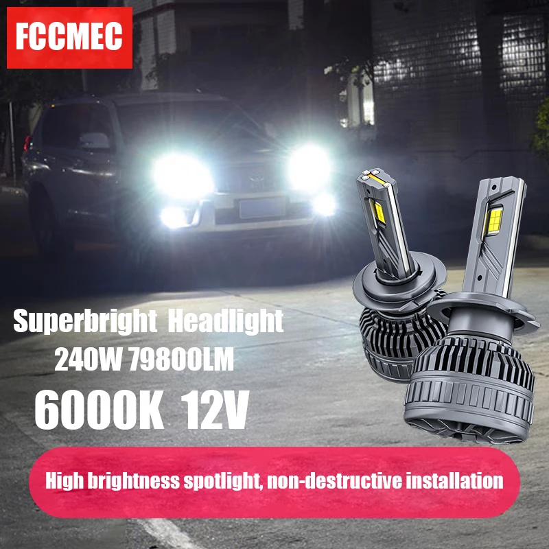 

Superbright 240W 79800LM H4 H7 LED Headlights Canbus H1 H11 H3 9012 9005 9006 HighPower 6000K12V 3570CSP Chips Car Headlight LED