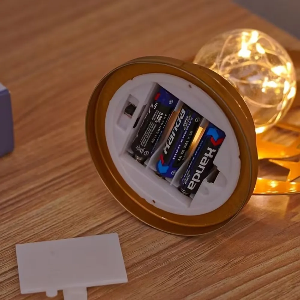 Ramadan Decorative Table Lamp - Moon Hollow Design, Holiday Decorative Lamp With Star Orb, Muslim Style Desktop Modeling Lamp