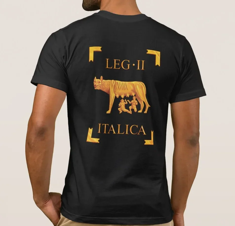 The 2nd Legion, Roman Legion LEG II Italica Captioline Wolf Vexillum T-Shirt 100% Cotton O-Neck Short Sleeve Casual Mens T-shirt