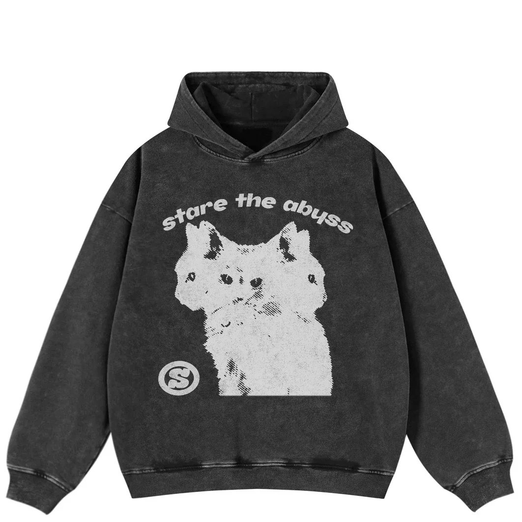 2024 Hip Hop Oversize Hoodie Sweatshirt Men Streetwear Funny Doberman Dog Animal Graphic Harajuku Washed Black Hooded Pullover