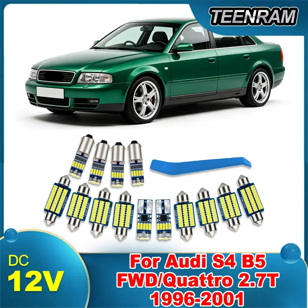 For Audi S4 B5 FWD/Quattro 2.7T 1996-2001 Canbus LED Interior Map Dome Lamps led t10 Trunk Footwell Light Kit w5w led