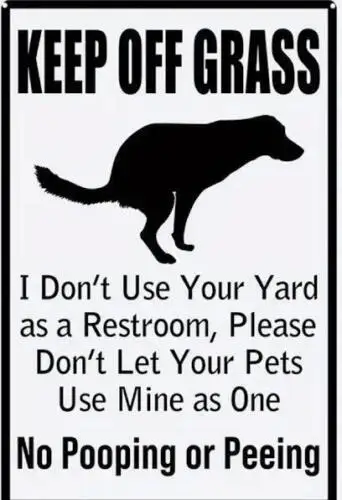 KEEP OFF GRASS POOP! METAL TIN SIGN DOG POOPING WALL YARD GARAGE ART FUNNY DECOR sign