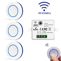 Mini Wireless Light Switch 433mhz Round Push Button Wall Panel Switch 10A 85-240V Relay Receiver Can Connect Traditional Switch