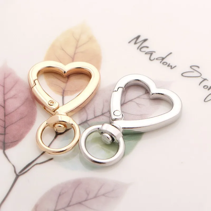 5/10PCS New Heart Spring Gate Rings Openable Keychain Leather Bag Strap Buckles Snap Closure Clip Trigger DIY Accessories