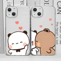 Cute Bubududu Couples Baby Bear Panda Phone Case for IPhone 16 Pro Max 11 12 13 Mini 7 8 14 15 Plus X XS MAX Clear Covers Fundas