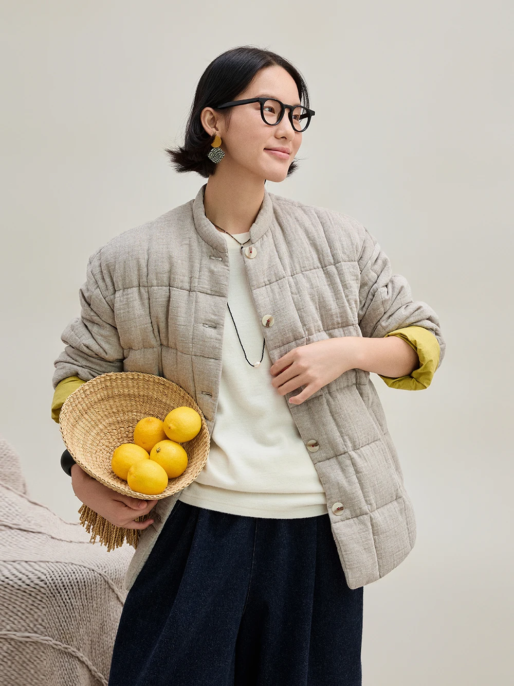 

Mallin Ladies' Puffer Jaet 95% White Du down Double Layer Cotton Gauze Slightly Wrinkled Texture Stand Collar irt Sle