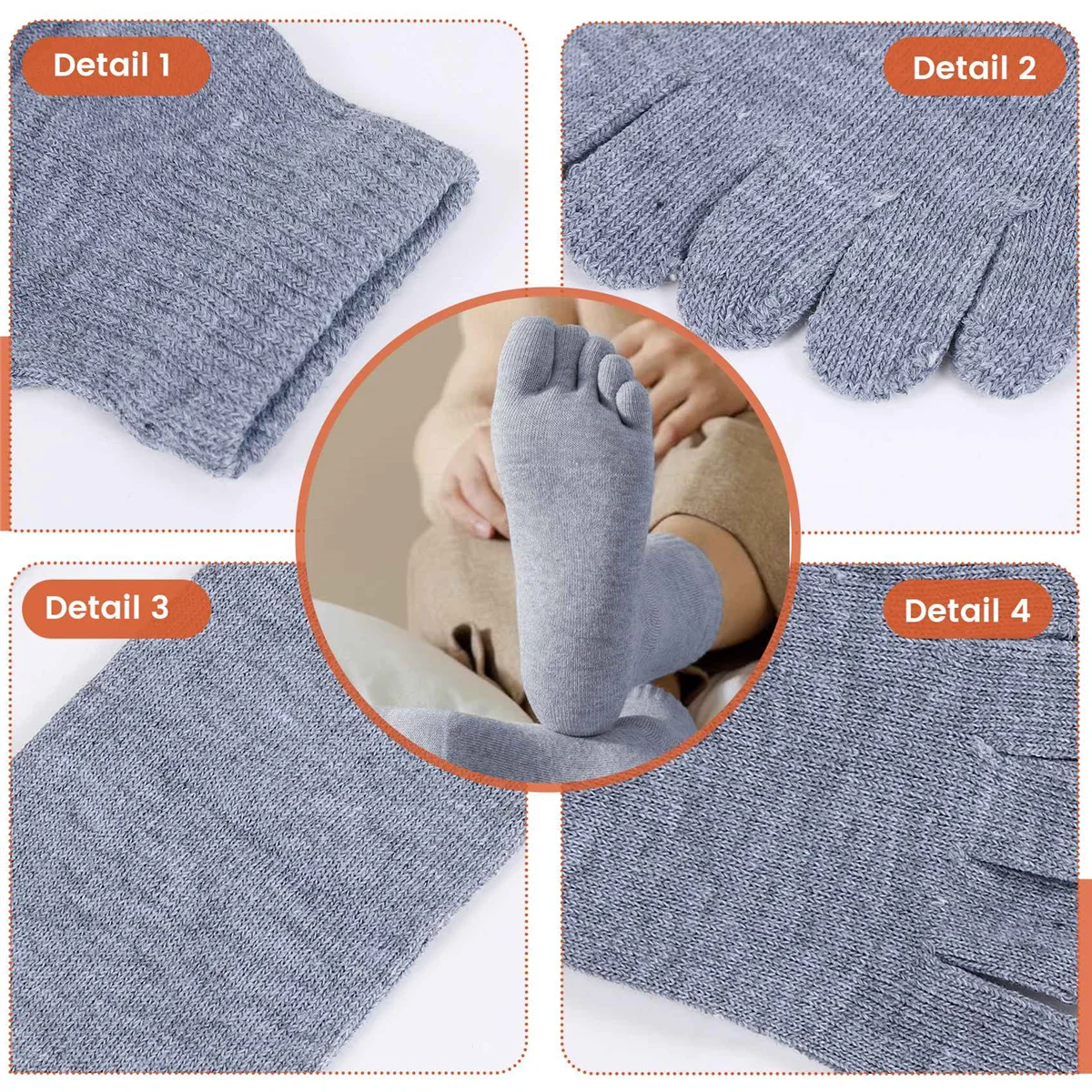 FZFZ 5 쌍 남성용 다섯 개의 별도의 발가락 발가락 양말 편안한 면