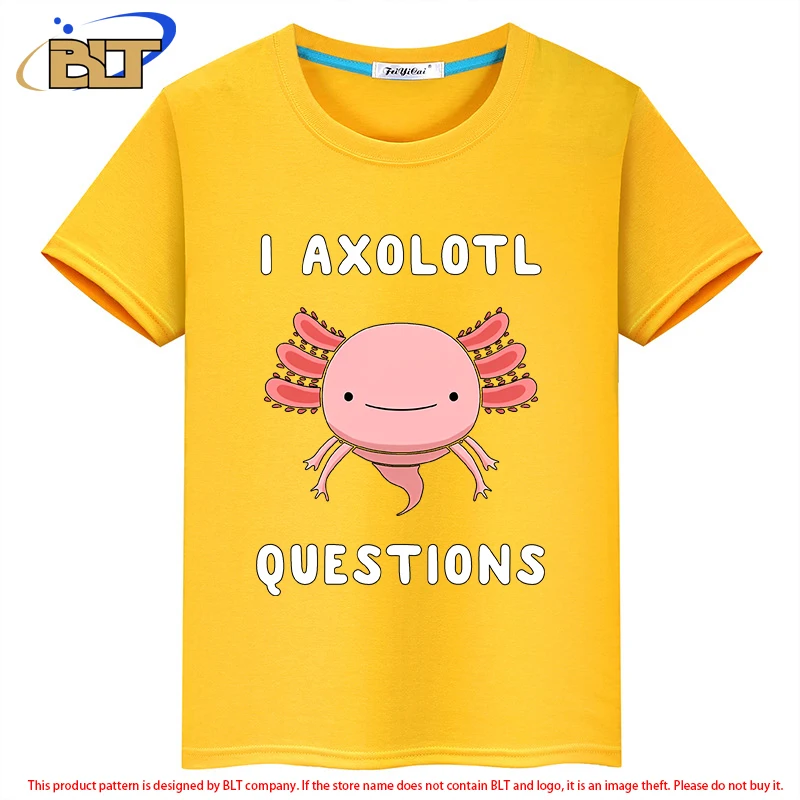 I Axolotl Questions Cute Kawaii Drawing Funny Saying Kids T-Shirt Summer Short Sleeve for Boys and Girls