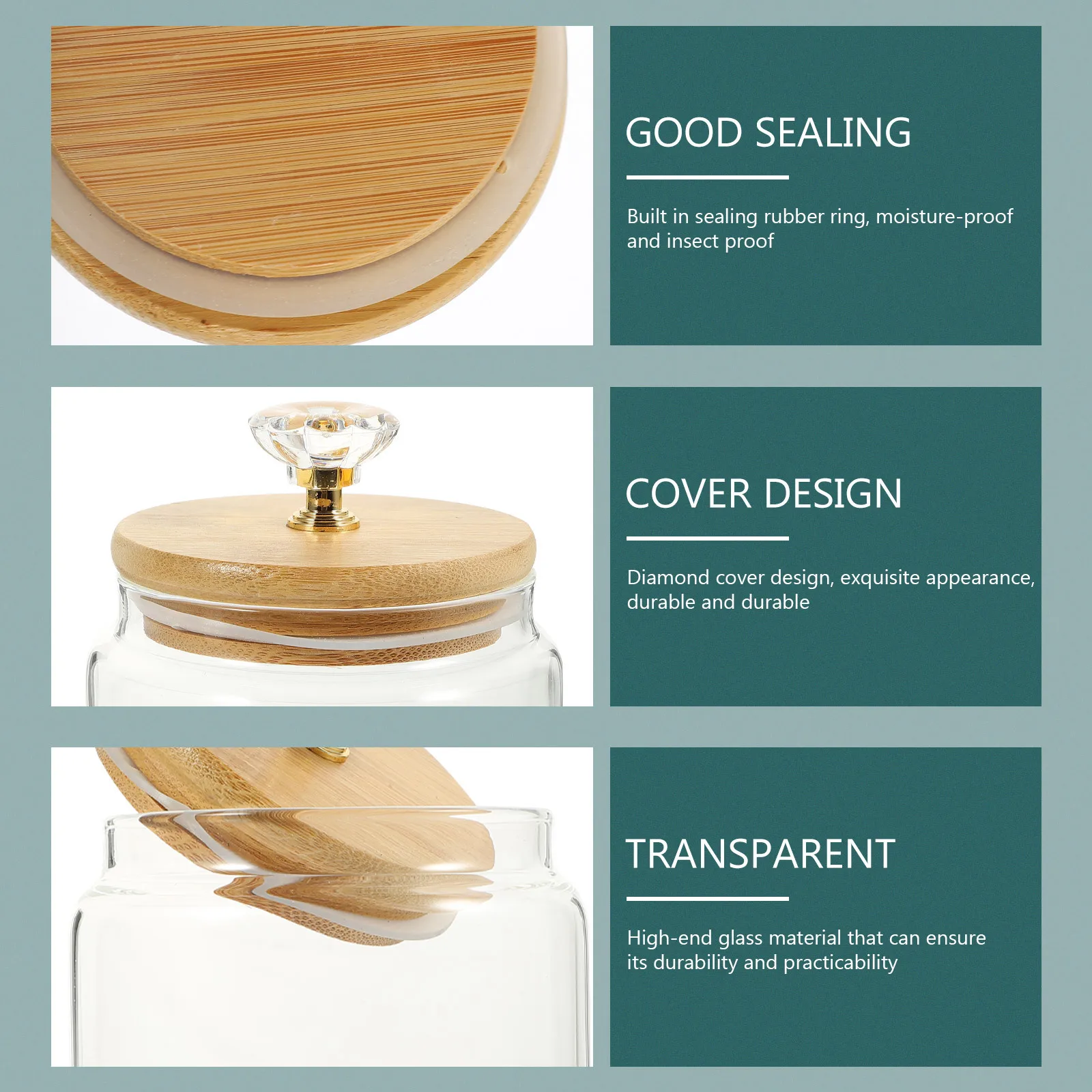 

2Pcs High-End Glass Tea Jars Wide Mouth Easy Clean Containers Sealed Food Storage Holders Glass Jar Tea Leaves Jar