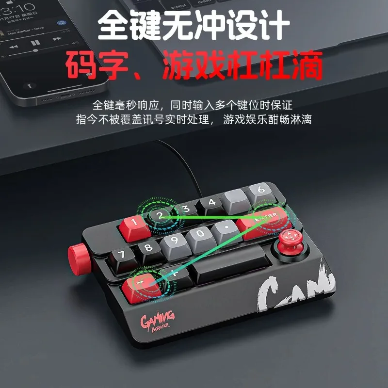 Programmable Mini Keyboard Hot Swappable Red Switch RGB Mechanical Keypad with Knob Joystick for Gaming Photo Video Editing
