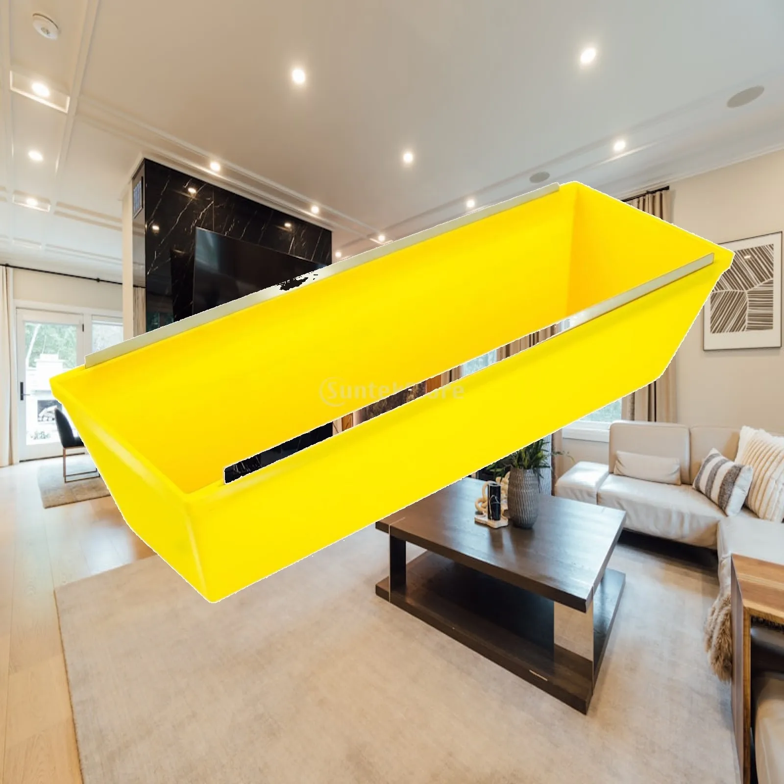 Reusable Paint Tray Large Capacity Plastering Mud Pan with Scraping Edge for Interior Wall Decoration