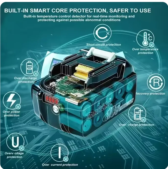

Makita 18V Battery 9.0Ah 6Ah 5.0Ah 3.0Ah BL1860B BL1840 BL1830B BL1850 BL1860 BL1815 Replacement Lithium Battery Makita charger